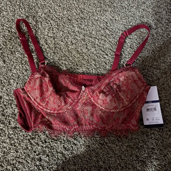Elegant Burgundy Lace Bra - Picture 1 of 3